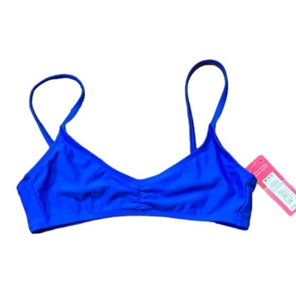 Xhilaration Juniors Blue Cinch-Front Bralette Bikini Swim Top, Size M, NWT - Picture 2 of 6